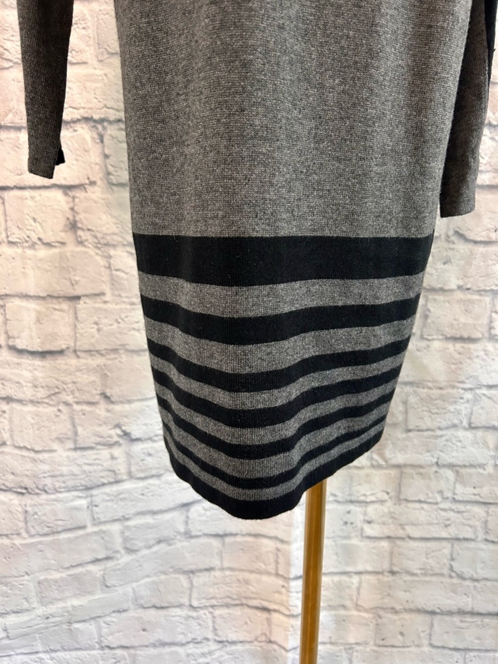 Evan Picone Knit Dress Gray and Black Long Sleeve Midi Office Career Emo Boss - Picture 6 of 14